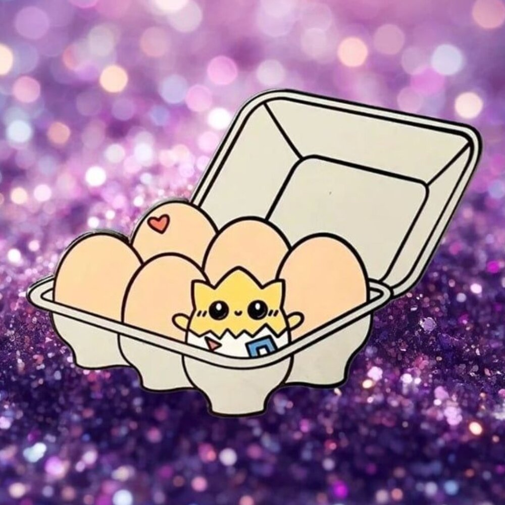 Togepi Nestled: Egg Carton Pokémon Enamel Pin - Adorable Collectible